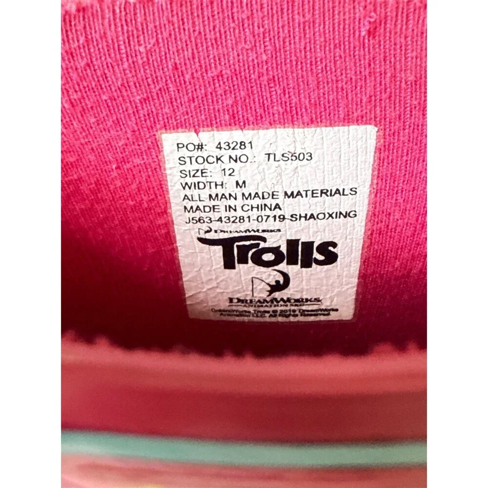 TROLLS RAIN BOOTS Poppy Troll Rainboots Girls Kids Size 12 Pink Pull On Handles